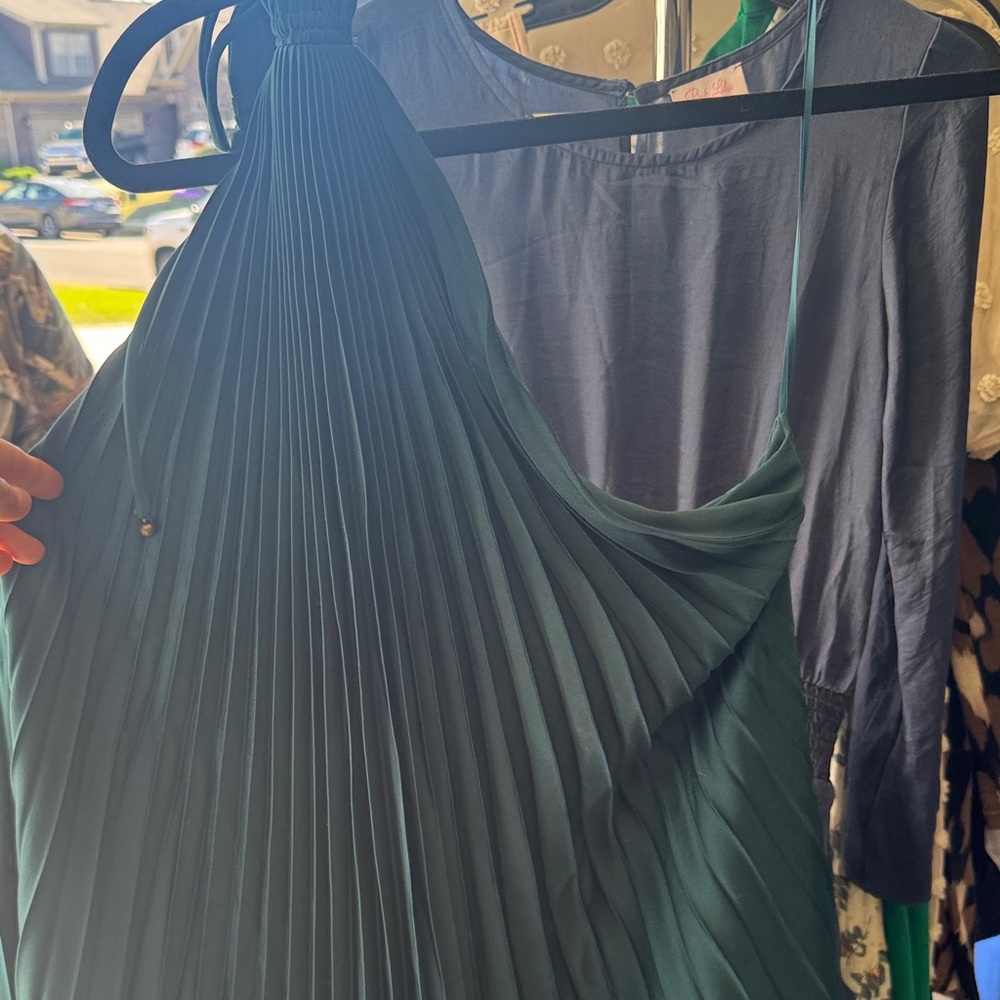 Petal & Pup emerald green accordion one shoulder